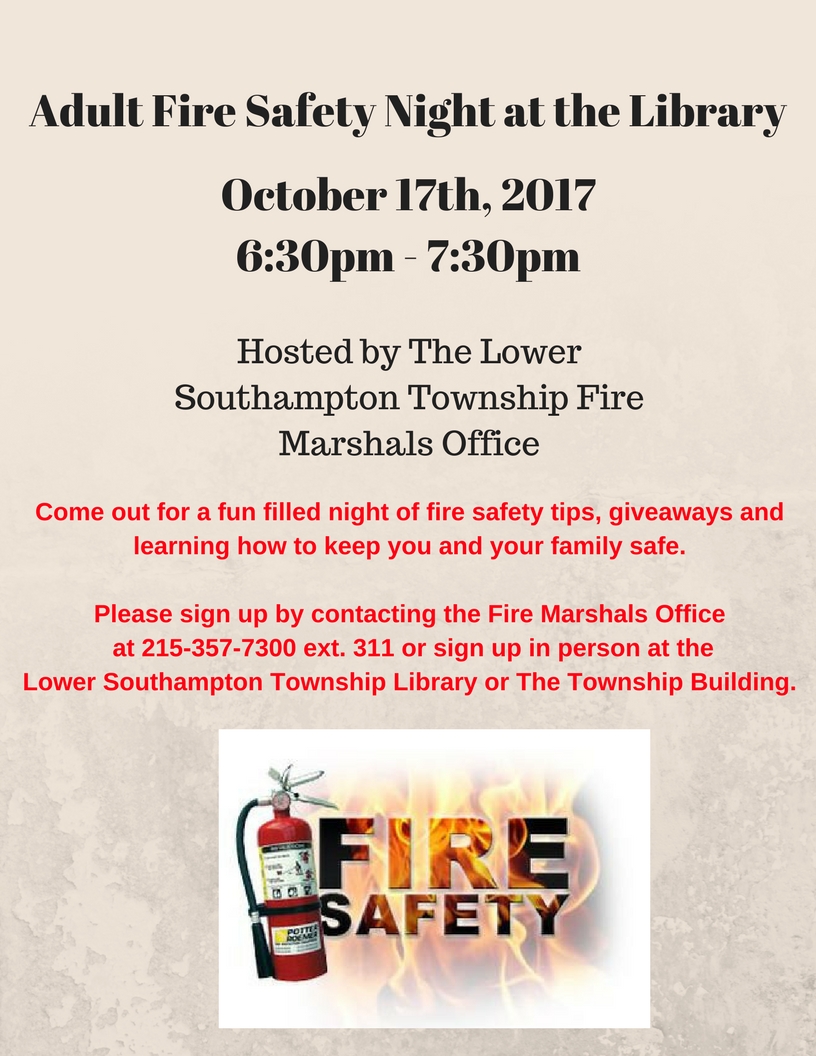Adult Fire Safety Night at the Library