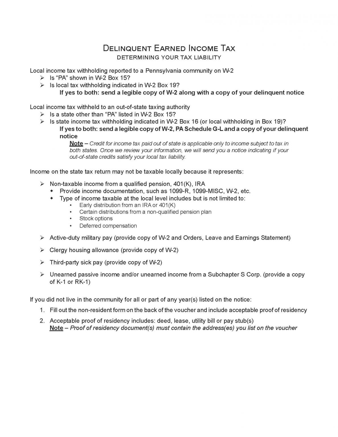 Letter from Keystone Collections Group Delinquent Earned Tax